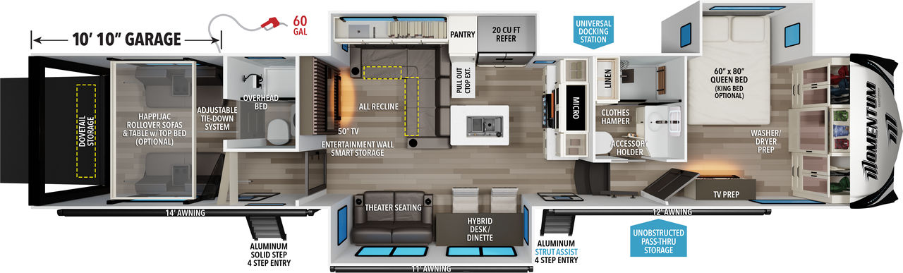 2026 Grand Design Momentum 396DB floor plan